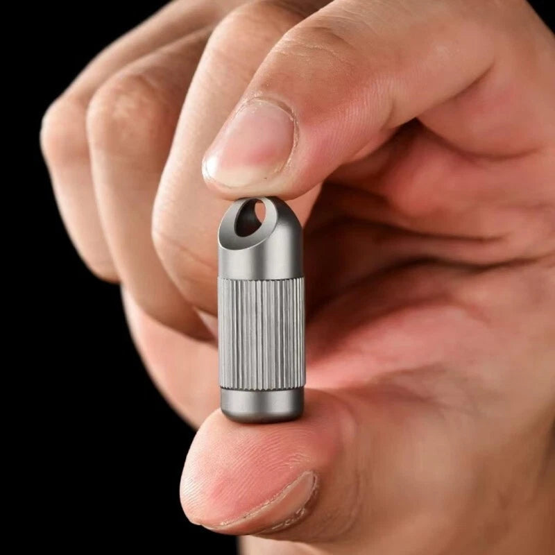 Titanium Pill Holder Case Organizer Container Waterproof Portable Keychain EDC 07FC0E-D4 - KOEEK