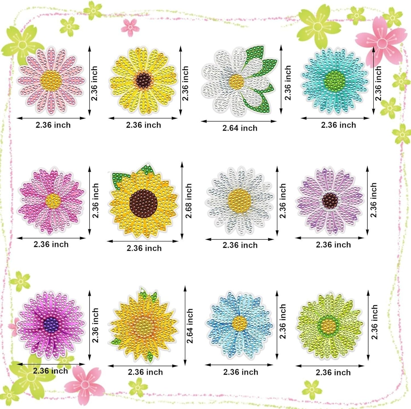 nyt dobbeltsidet blomsternøgleringsæt i akryl - DIY Craft Kit til farverige kreationer