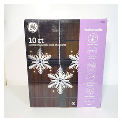 GE 10 CT 150 Light Snowflake Icicle Stylelights Random Sparkle Clear Christmas GE - KOEEK