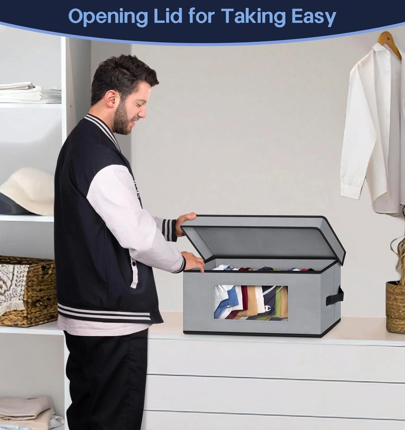 Stackable baseball cap storage box,2 wardrobe hat storage boxes,can hold 30 hats 07FC0E-D4 - KOEEK