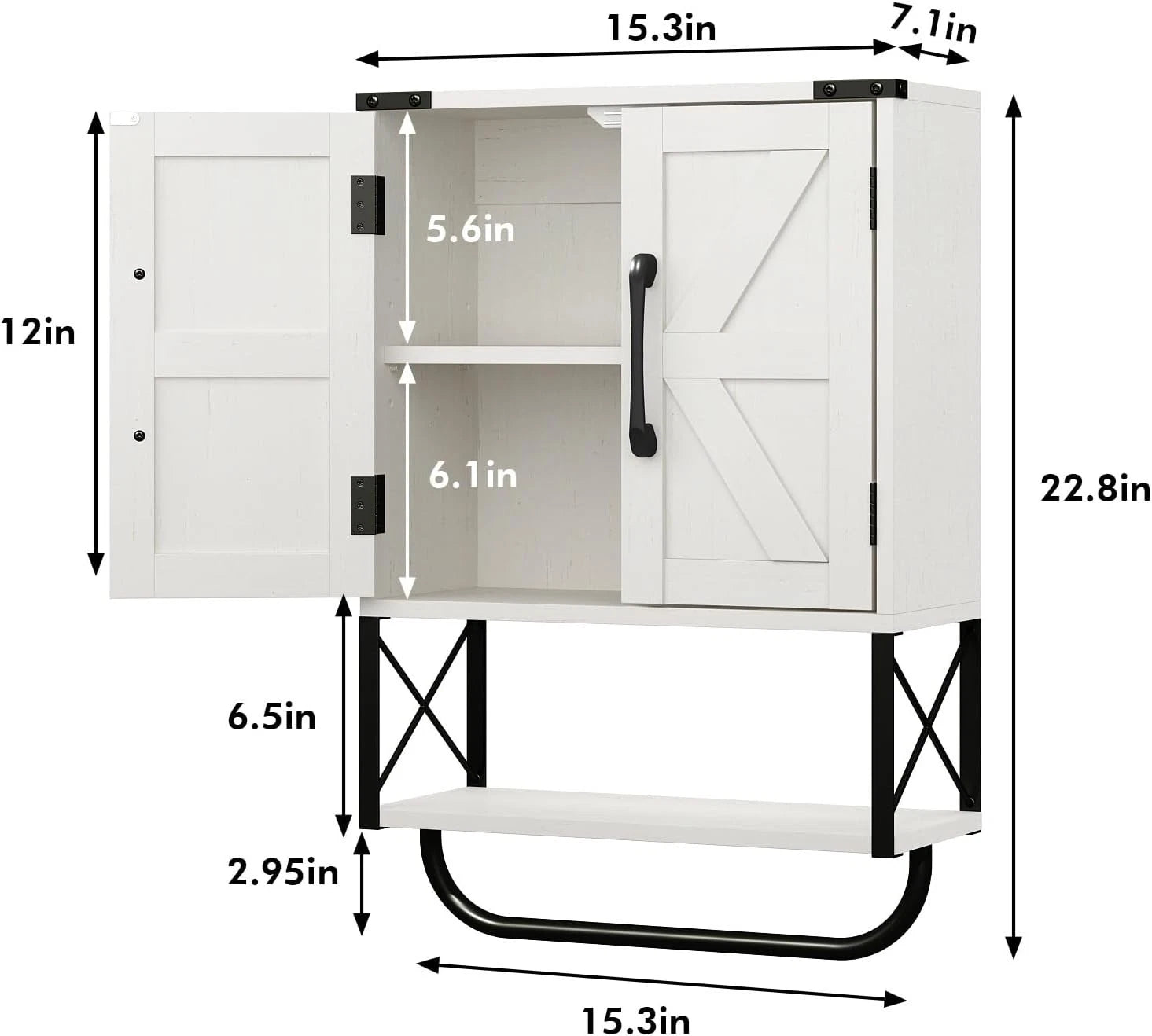 Rustic medicine cabinet with two barn doors, wooden wall-mounted 07FC0E-D4 - KOEEK