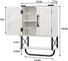 Rustic medicine cabinet with two barn doors, wooden wall-mounted 07FC0E-D4 - KOEEK