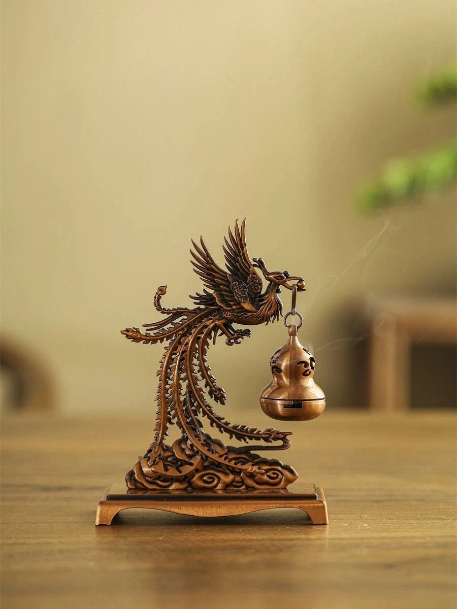 10.6X10.6X14cm Phoenix Hanging Incense Burner Retro Home Aromatherapy Decor 07FC0E-D4 - KOEEK