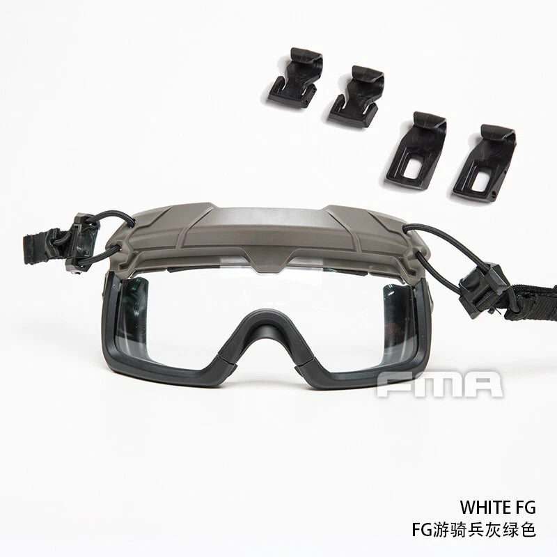 FMA Tactical Helmet Goggles Anti-fog Transparent 3MM Lens Rail Clips FAST Helmet 07FC0E-D4 - KOEEK