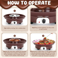 MINI Melting Fondue Set, 10oz Electric Chocolate Melting Pot with 6PCS Forks 07FC0E-D4 - KOEEK