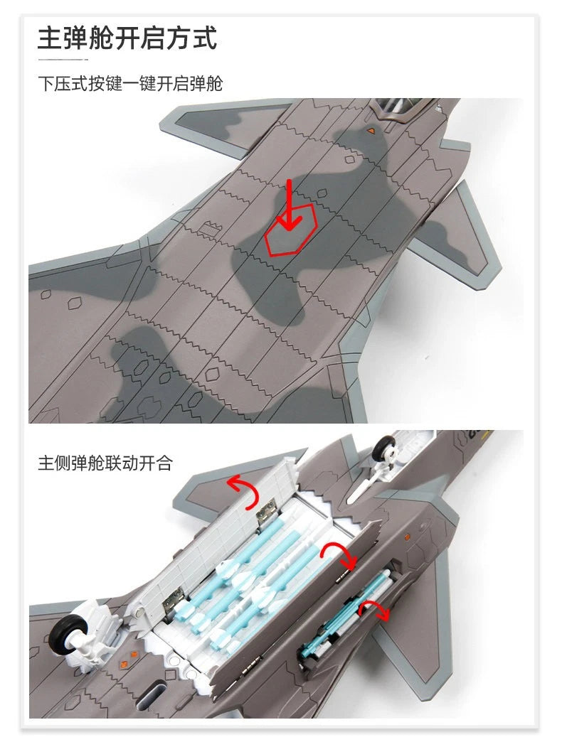 Chinese J-20S Stealth Fighter Airplane 1/72 Diecast Model Deluxe Edition w/ Base 07FC0E-D4 - KOEEK