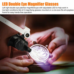 Pandebånd Hovedforstørrelsesglas 8 Lens LED Light Juveler Watch Lup Forstørrelsesglas