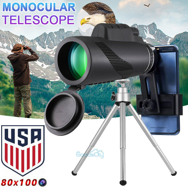 HD Day/Night Military Telescope 80X100 Zoom Monocular with Tripod