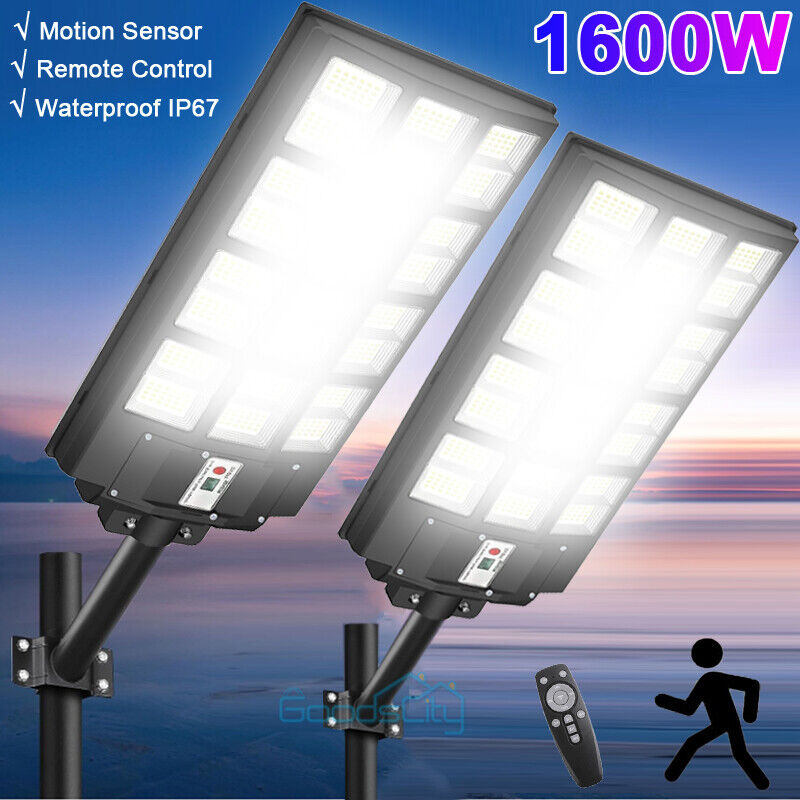 ny 10000000LM LED Solar Road Street Flood Light Utendørs Hage Hage Lampe Vanntett