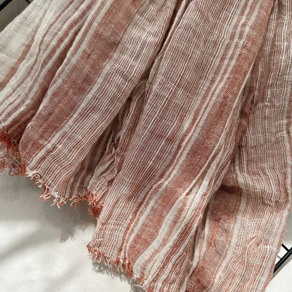 Cotton Scarf Men's Striped Shawls Head Scarf Wrinkled Muslim Scarves Unisex Soft 07FC0E-D4 - KOEEK