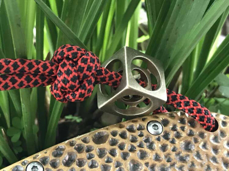 Solid Brass CNC Square Key Knife EDC Parachute Cord Bead Pendant Lanyard DZ-QQB EDC - KOEEK