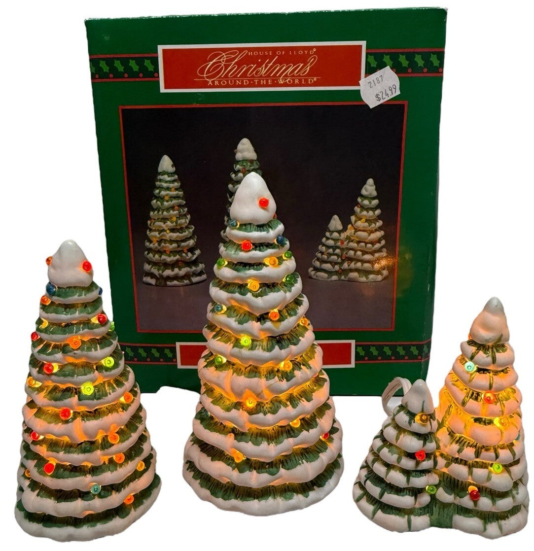 House of Lloyd "Christmas Around the World" Ceramic Lighted Village Trees 541936 HOUSE OF LLOYD - KOEEK