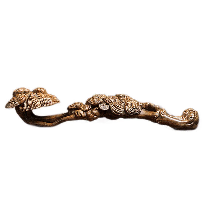 Natural green sandalwood carved Ruyi Lingzhi pendant with Zen style decoration 07FC0E-D4 - KOEEK