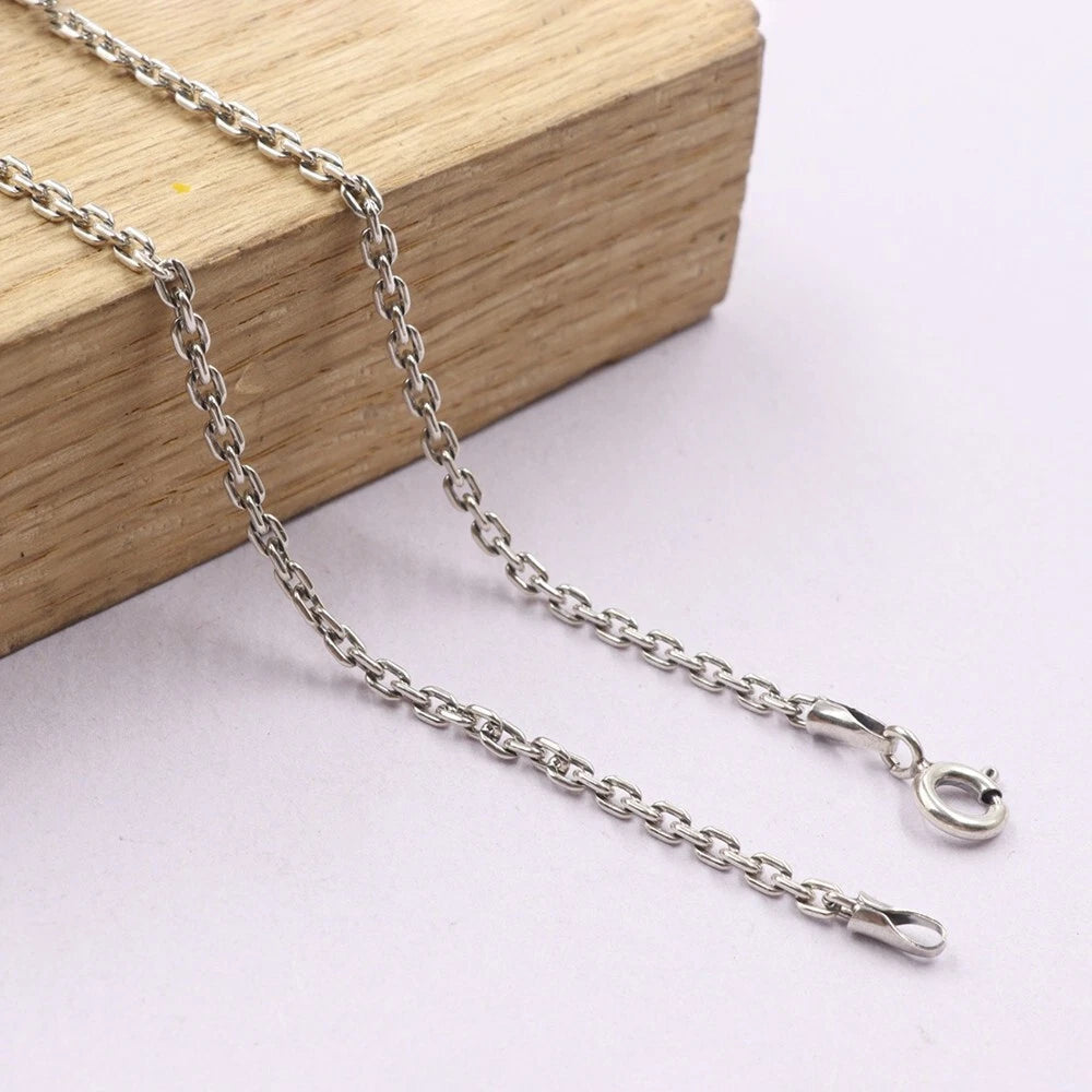 Real 925 Sterling Silver Necklace 2.0mm Cable Link Chain Necklace 19.7INCH 07FC0E-D4 - KOEEK