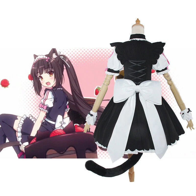 Nekopara Chocola Vanilla Kawaii Cat Maid Cosplay Costume Dress Full set Access 07FC0E-D4 - KOEEK