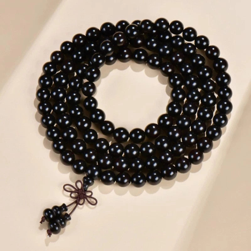 6mm Chinese Retro Ebony Prayer Beads Bracelet Handmade Hand String Decoration 07FC0E-D4 - KOEEK