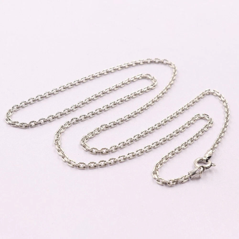 Real 925 Sterling Silver Necklace 2.0mm Cable Link Chain Necklace 19.7INCH 07FC0E-D4 - KOEEK