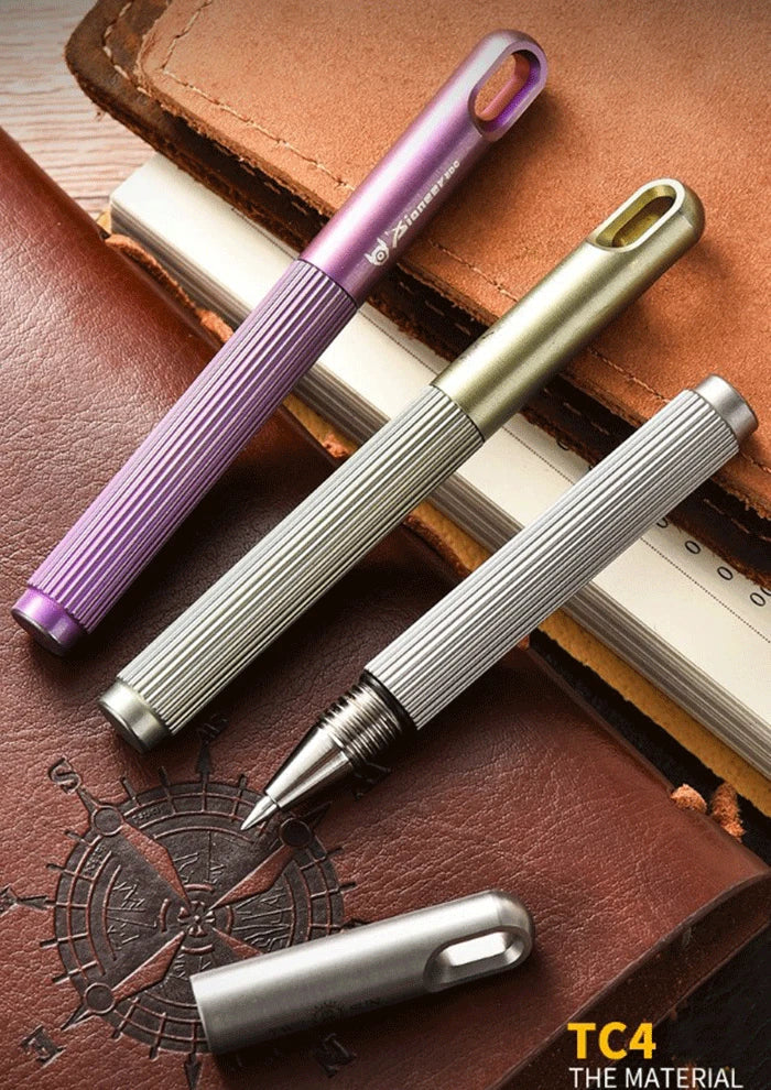 EDC Titanium Ballpoint Pen Signature Writing Pocket Pen Portable Keychain Pen 07FC0E-D4 - KOEEK