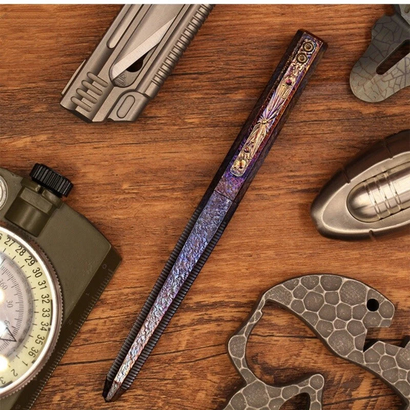 Handmade Titanium Ballpoint Pen EDC Signature Writing Pocket Pen Collectible 07FC0E-D4 - KOEEK