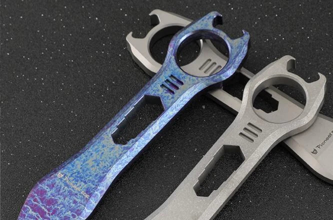 Titanium Pocket Pry Bar Crowbar Outdoor EDC Multi Tools Bottle Opener Wrench 07FC0E-D4 - KOEEK