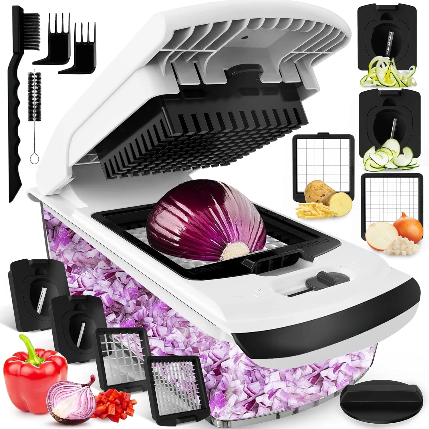 Vegetable Chopper and Spiralizer - Food Chopper with Container 07FC0E-D4 - KOEEK