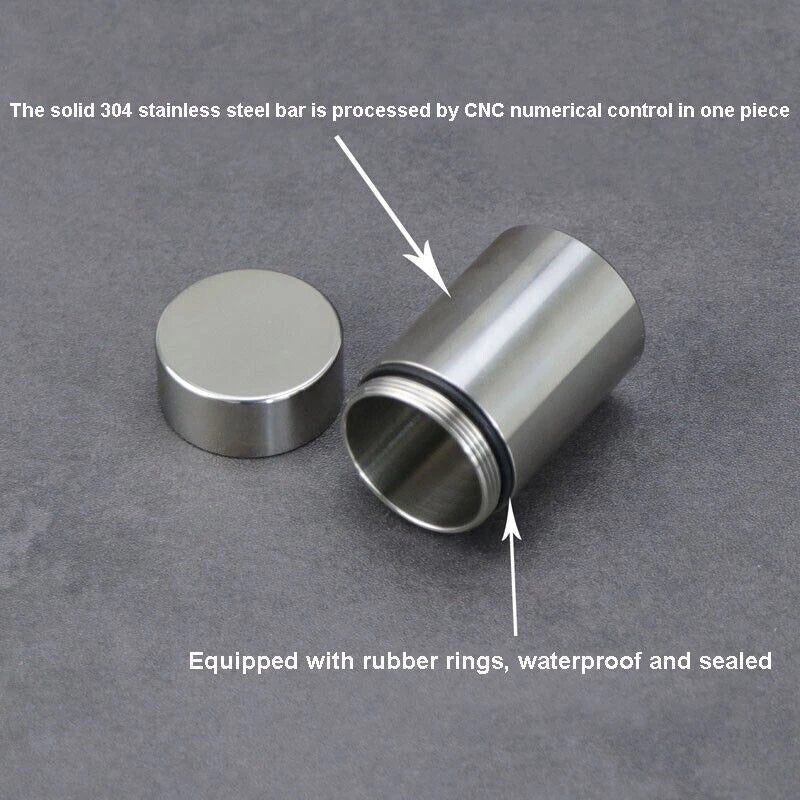 304 Stainless Steel Waterproof Pill Case Capsule Seal container Storage EDC Box 07FC0E-D4 - KOEEK