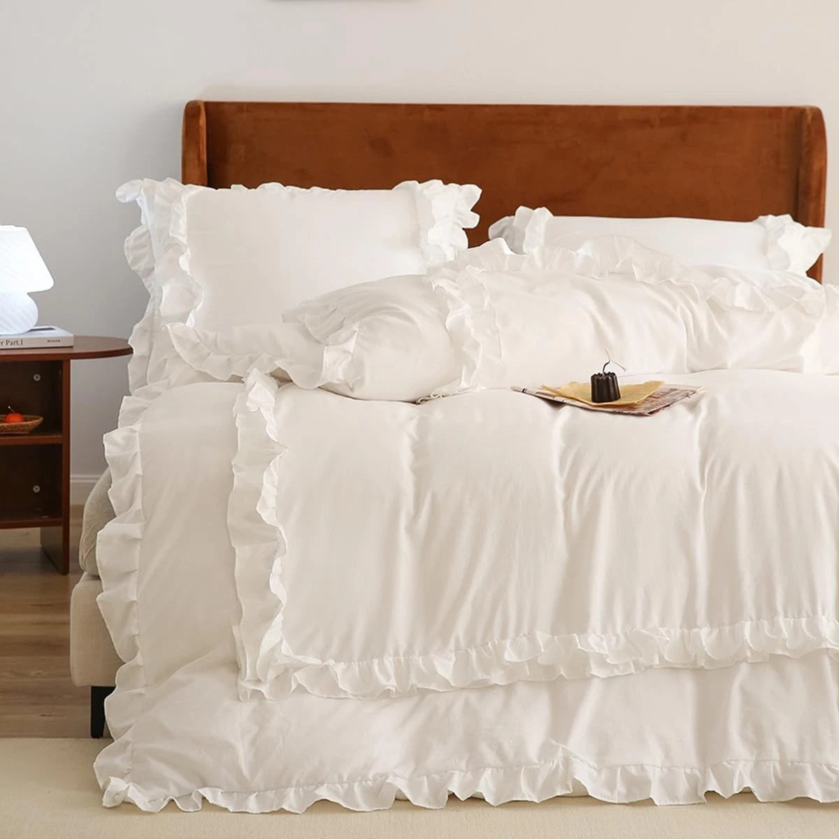 White scalloped down comforter cover, girls' retro country-style bedding 07FC0E-D4 - KOEEK