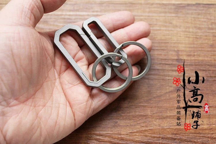 Outdoor TC4 Titanium Key chain Carabiner with Key Ring Hang Buckle EDC Tool 07FC0E-D4 - KOEEK