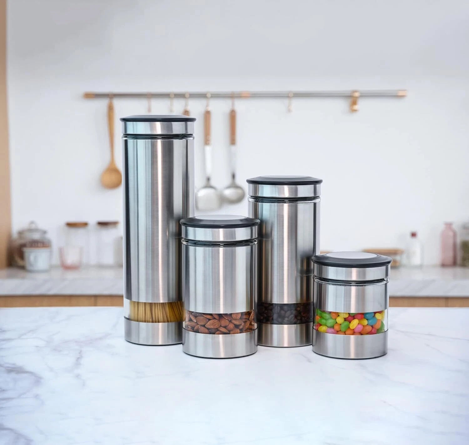 Kitchen Countertop Airtight Food Storage Container with Window, Set of 4 07FC0E-D4 - KOEEK