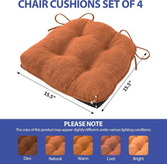 Set of 4 dining chair cushions with tie-down straps and non-slip back cushions 07FC0E-D4 - KOEEK