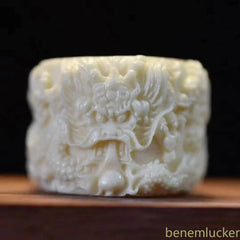 Exquisitely Chinese Retro Natural Tagua Handcarved Dragon Rings Amulet Jewelry 07FC0E-D4 - KOEEK