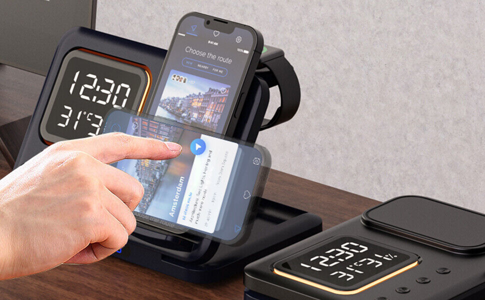 new Wireless Charging Station Foldable Wireless Charger Station Temperature Display koeek - KOEEK