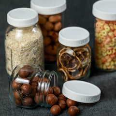 18 Pack White Plastic Mason Jar Lids with Silicone Rings,9 Wide Mouth &9 Regular 07FC0E-D4 - KOEEK