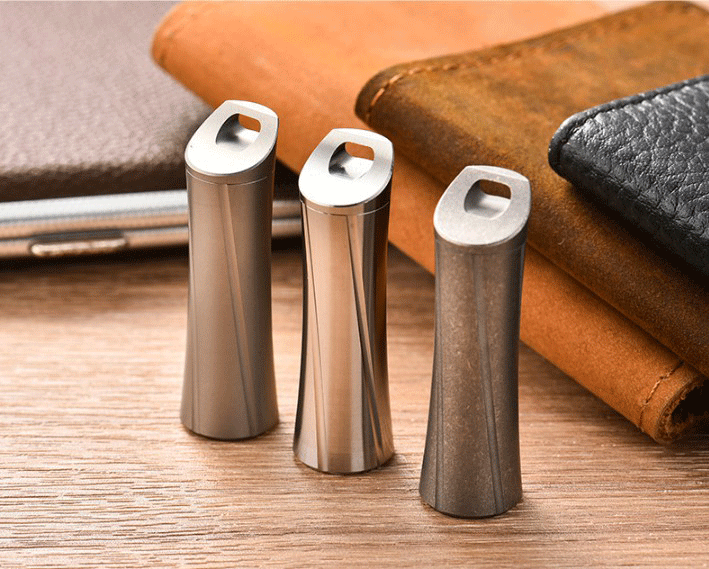 EDC Titanium Pill Holder Case Organizer Container Waterproof Portable Keychain 07FC0E-D4 - KOEEK