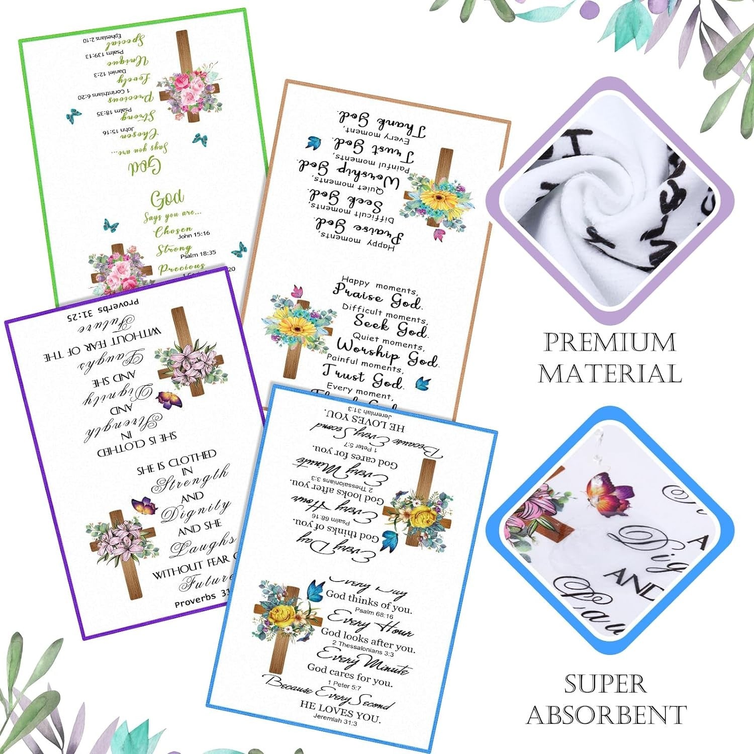 new Rtteri 4 Pcs Religious Dish Towels 16.5 x 23.5 inches, Elegant Style