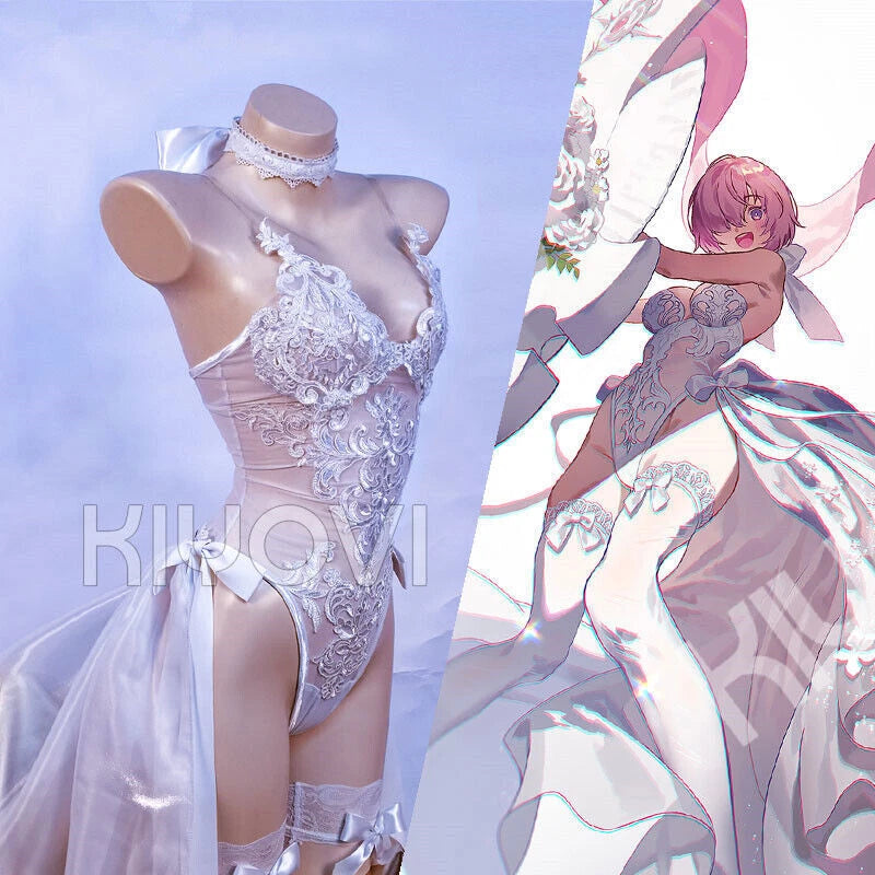 Fate Grand Order Mash Kyrielight Cosplay Women Costume Sexy Embroidered Dress 07FC0E-D4 - KOEEK