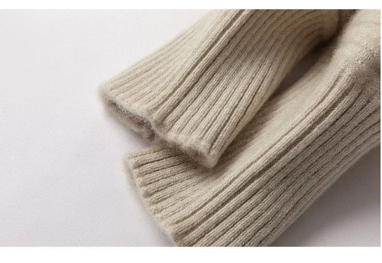 Unisex Mens Winter  Cashmere Khaki Knitted Knee Warmers Protection Pads 07FC0E-D4 - KOEEK