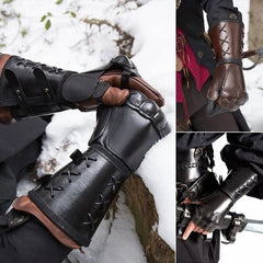 Medieva Steampunk Fingerless Retro Gloves Gothic Armguard Boxing Gloves Cosplay 07FC0E-D4 - KOEEK
