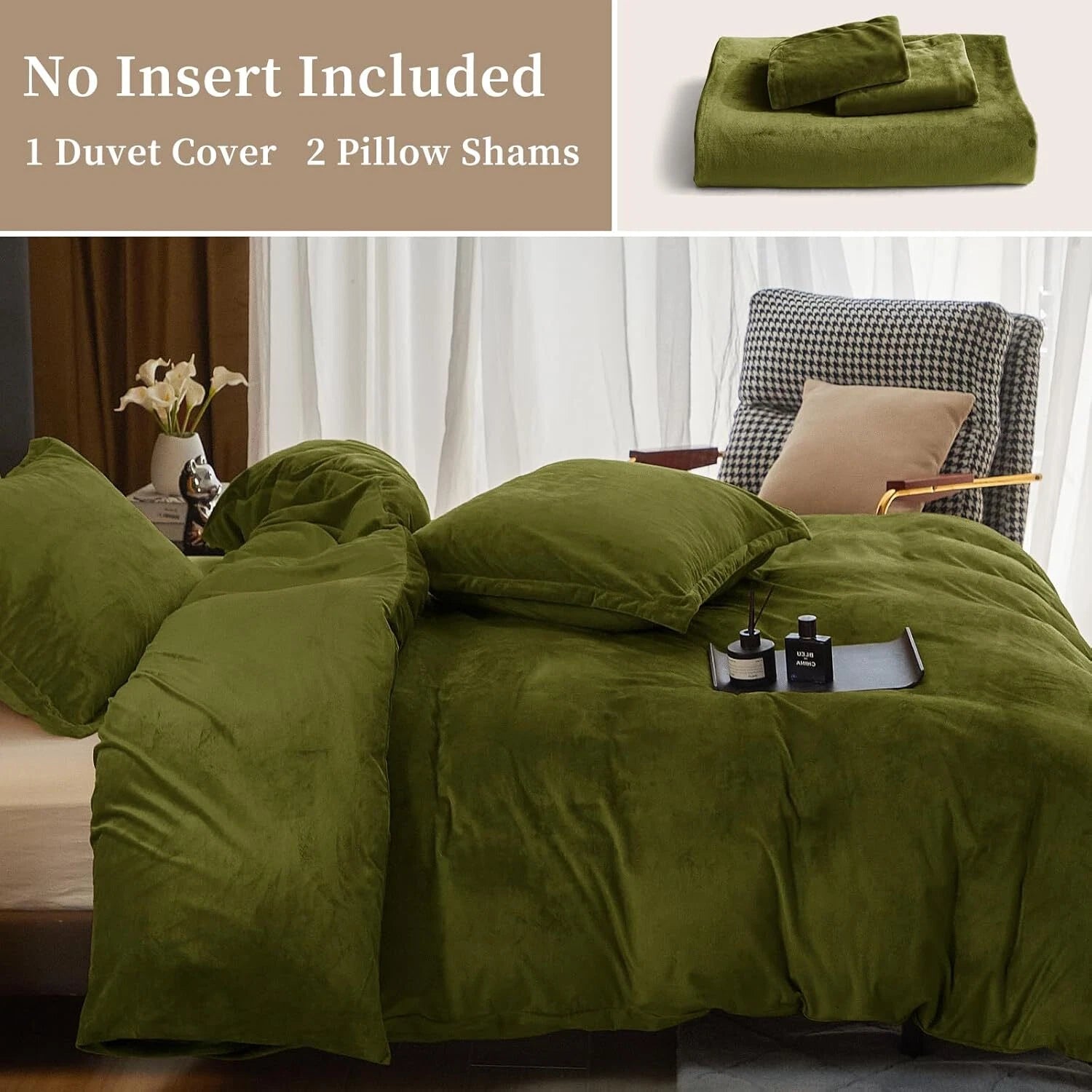 Super Soft Velvet Queen Size Comforter Set,3 Piece Warm Velvet Fluffy BeddingSet 07FC0E-D4 - KOEEK