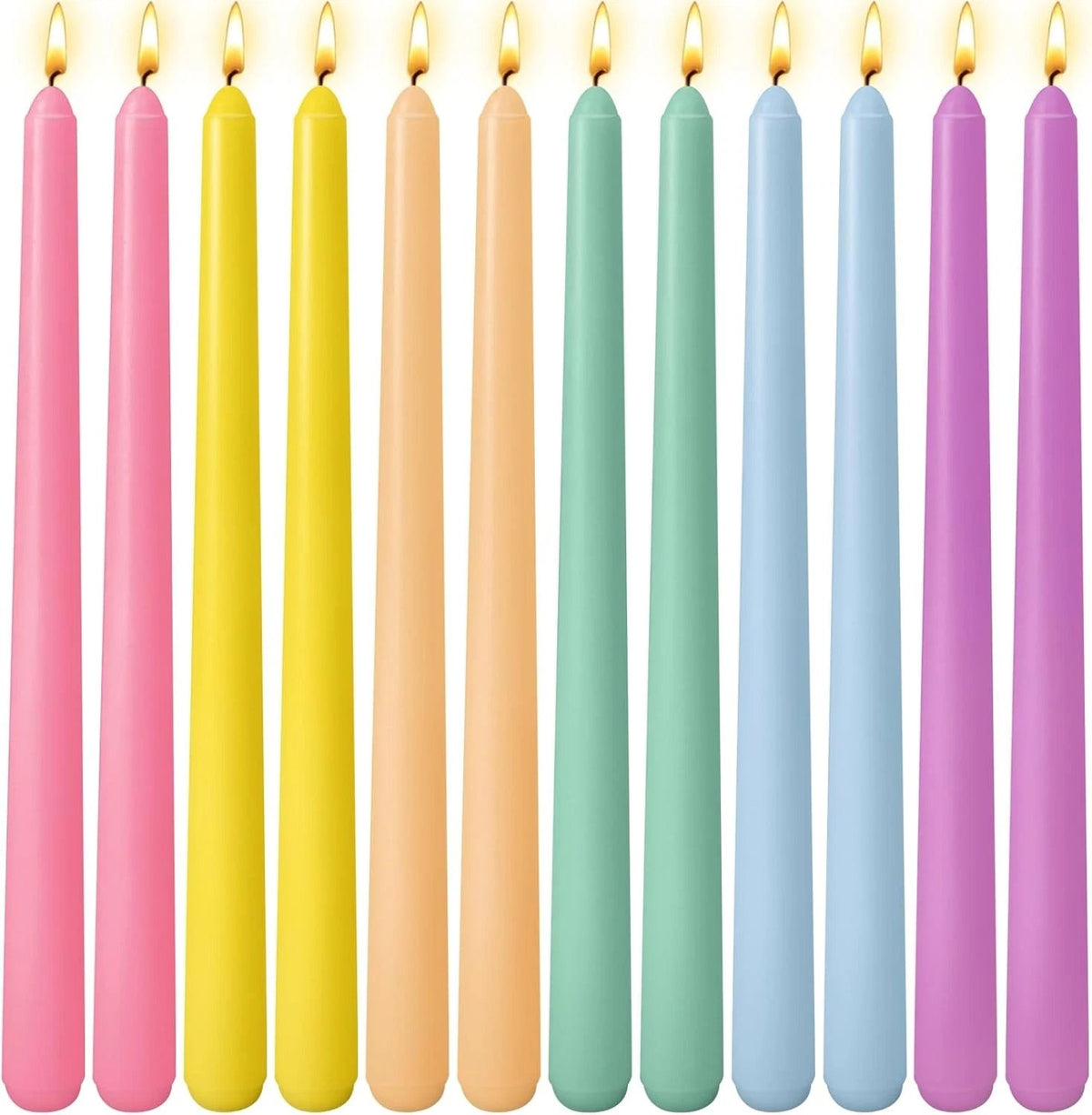 12 Pack 10 inch Multi-Color Taper Candle Set for Holiday Dinner Party 07FC0E-D4 - KOEEK