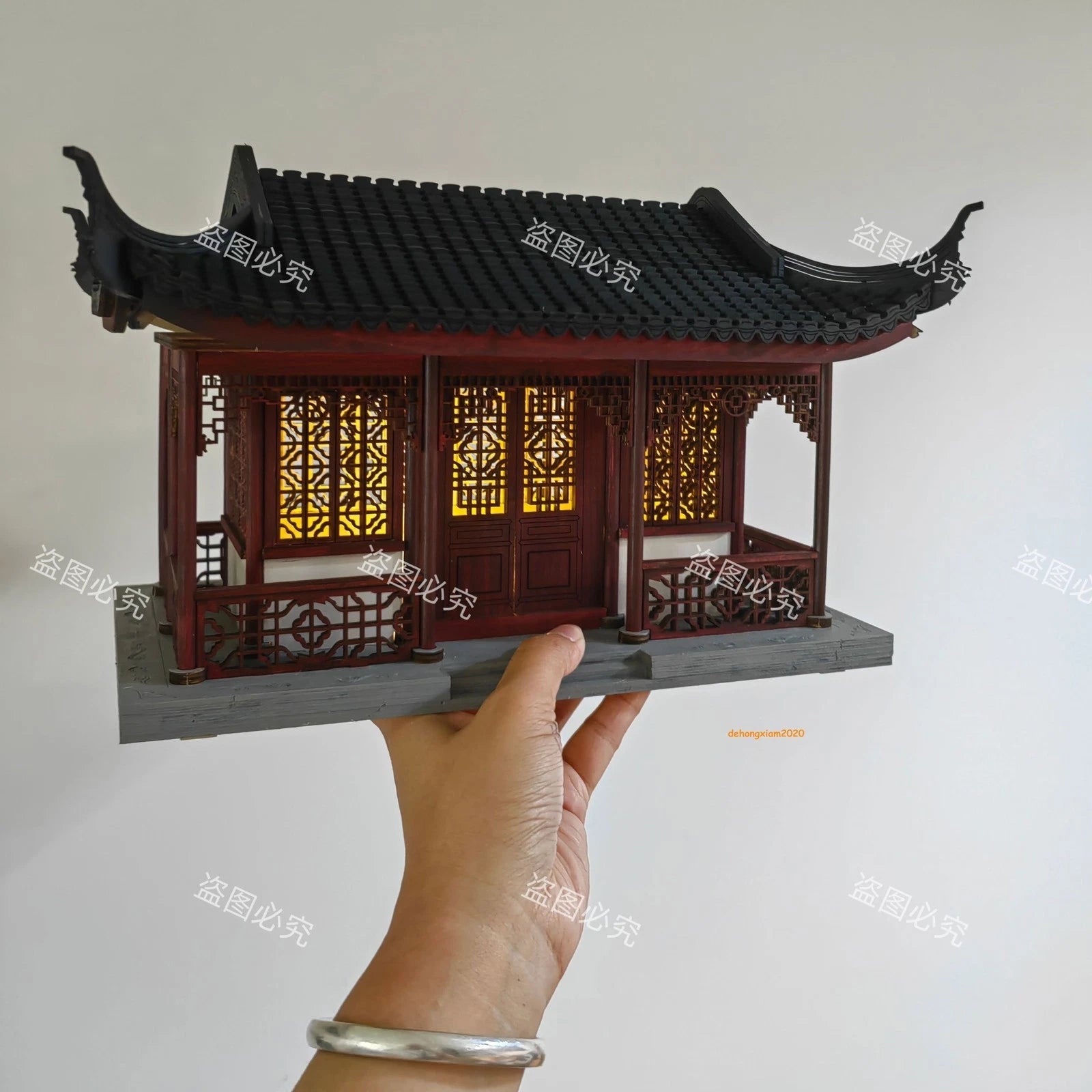 Chinese Ancient Architecture Octagonal Pavilion Handmade Assembly DIY Model 07FC0E-D4 - KOEEK