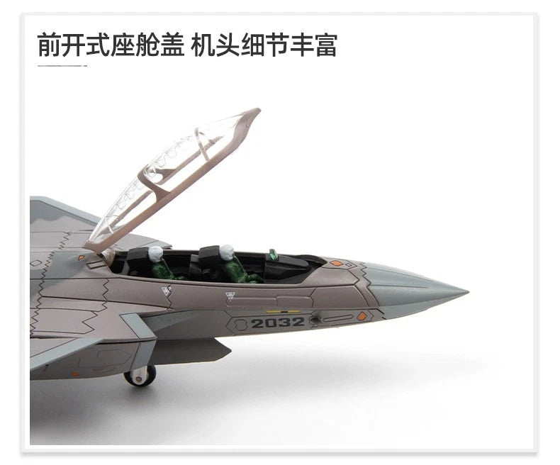 Chinese J-20S Stealth Fighter Airplane 1/72 Diecast Model Deluxe Edition w/ Base 07FC0E-D4 - KOEEK