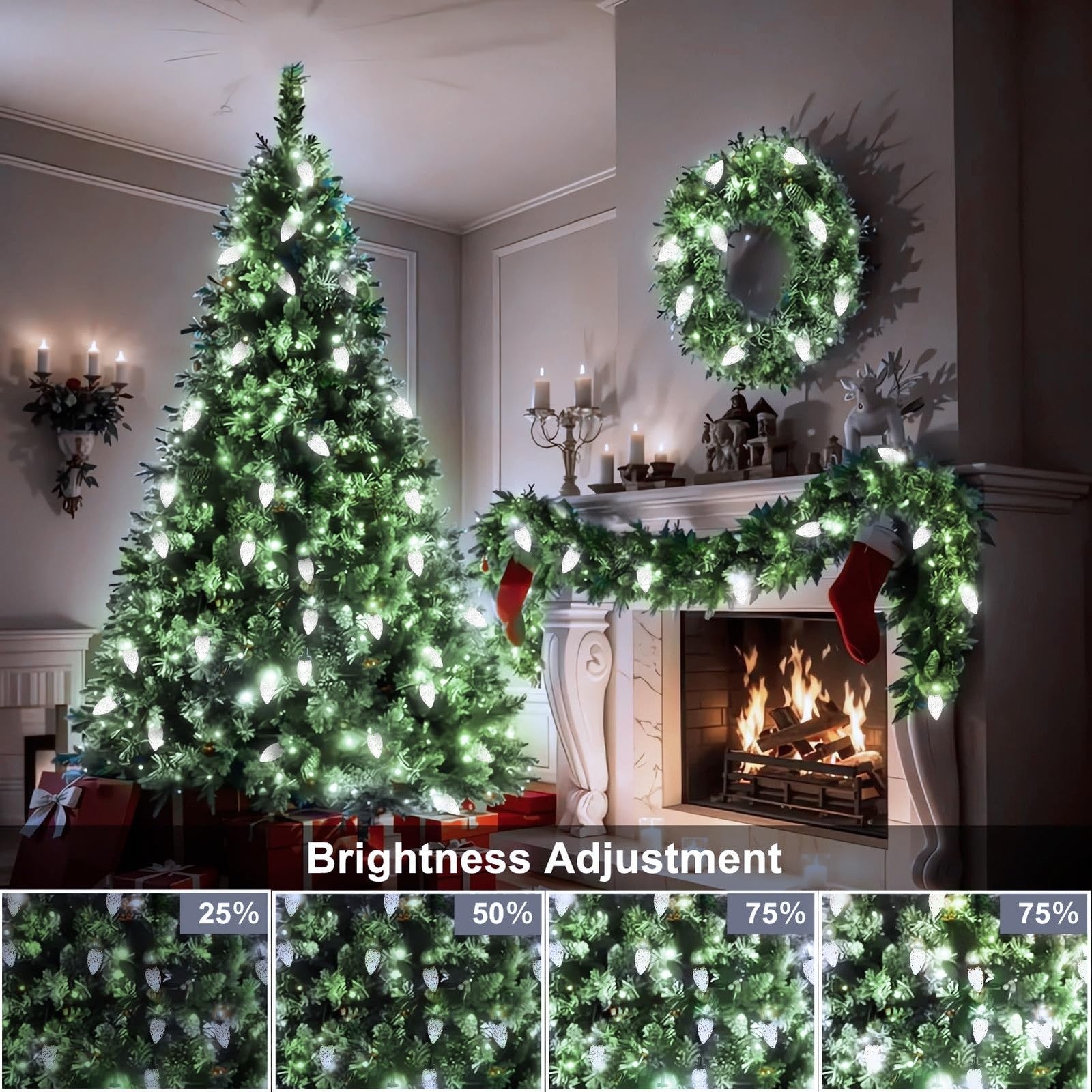 C9 Christmas String Lights 66ft 100 LED Strawberry Lights UL Plug C9 String L... 07FC0E-D4 - KOEEK