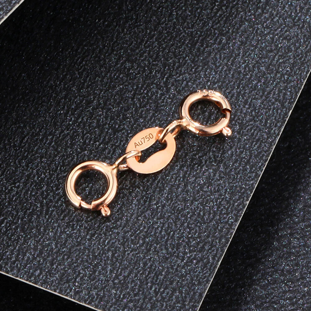 Pure 18K Yellow Rose White Gold Double Spring Clasp / For Bracelet or Necklace 07FC0E-D4 - KOEEK