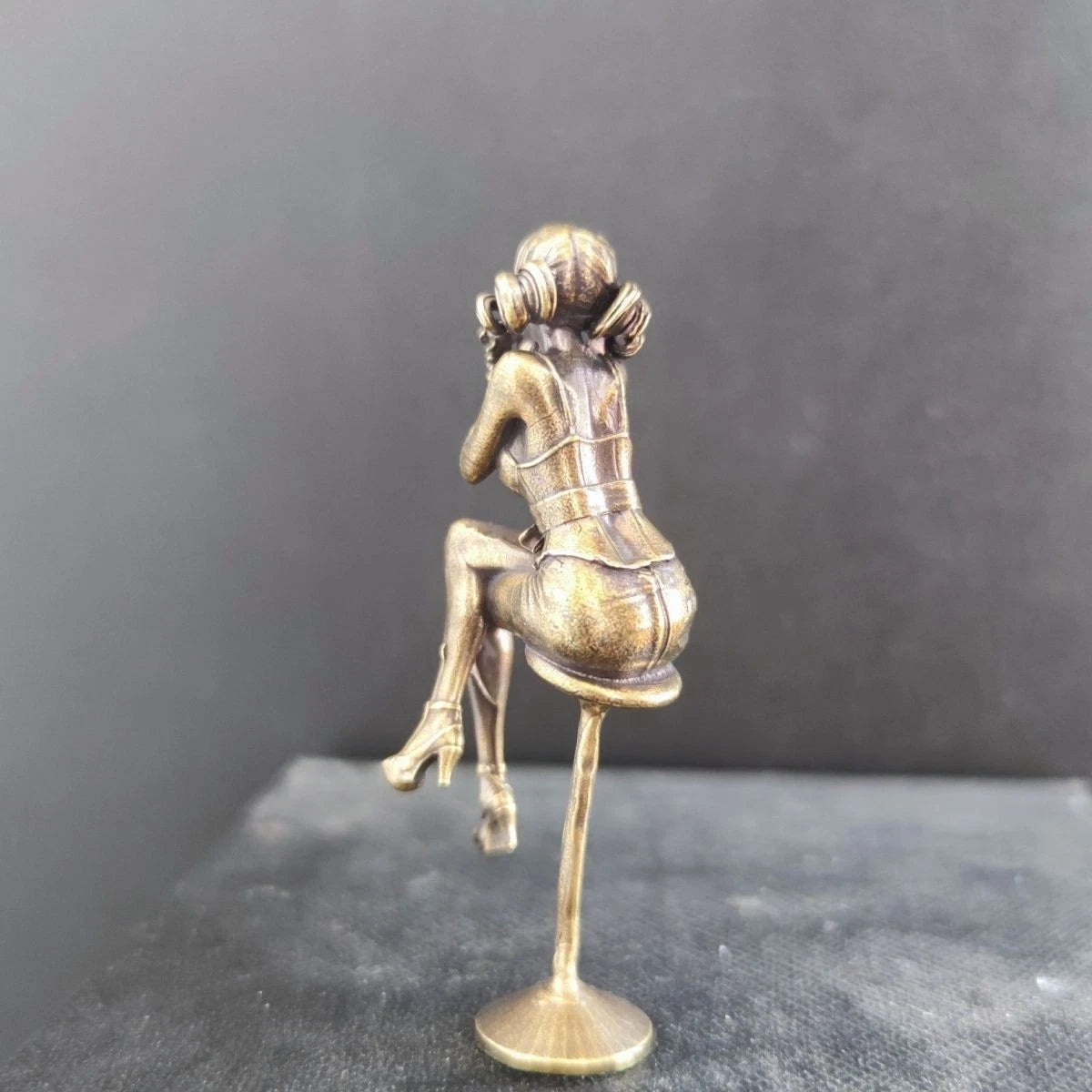 64mm Brass Bar Chair Girl Statue Hot Beauty Model Artwork Collection Toy Decor 07FC0E-D4 - KOEEK