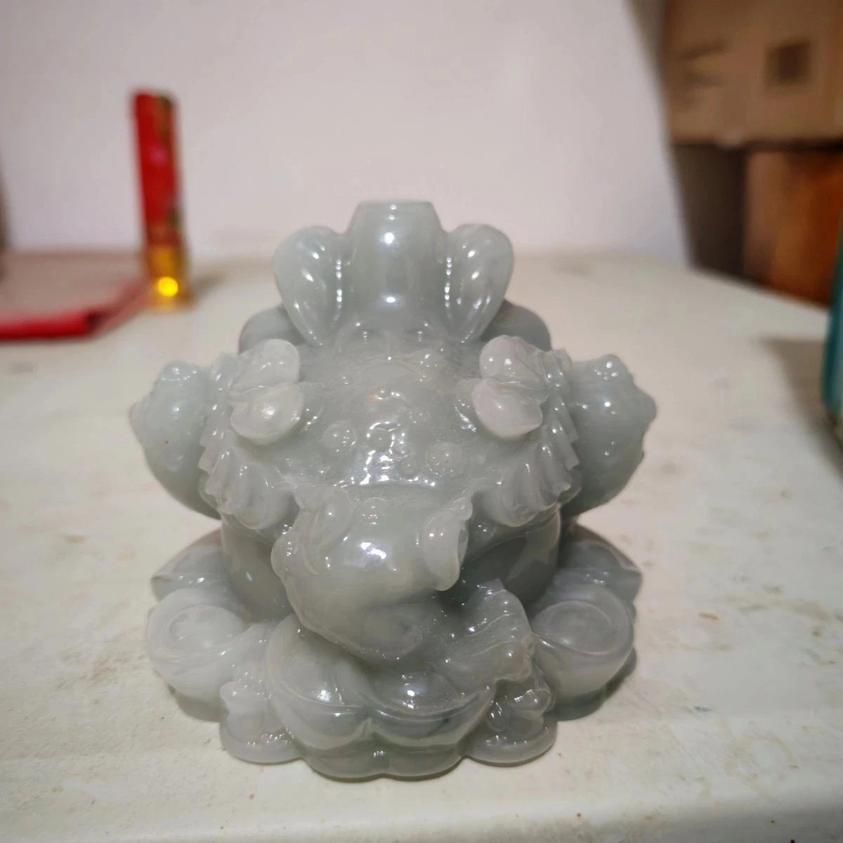 Money Frog Tea Pet Desktop Home Decoration Jade Three Legged Toad Statue 07FC0E-D4 - KOEEK