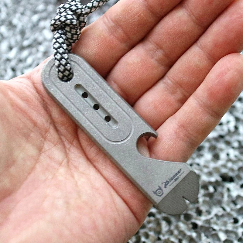 EDC Titanium Alloy Keychain Multi Tools Crowbar Pry Bar Portable Bottle Opener 07FC0E-D4 - KOEEK