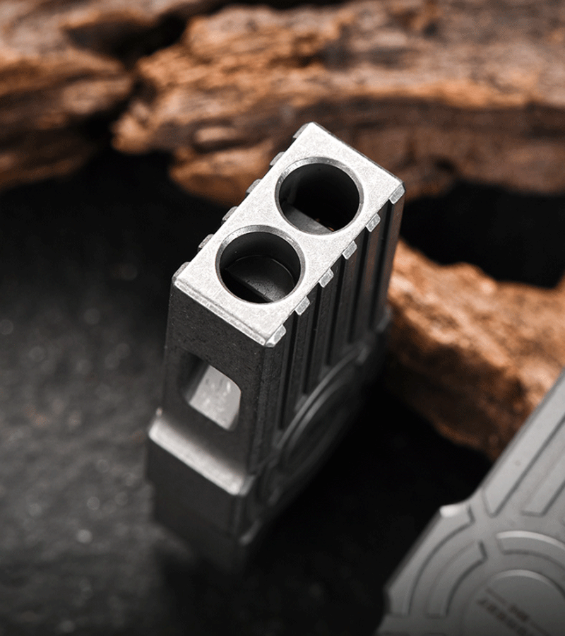 Titanium 2 Holes Keychain Emergency Whistle Outdoor Survival pocket Whistle EDC 07FC0E-D4 - KOEEK