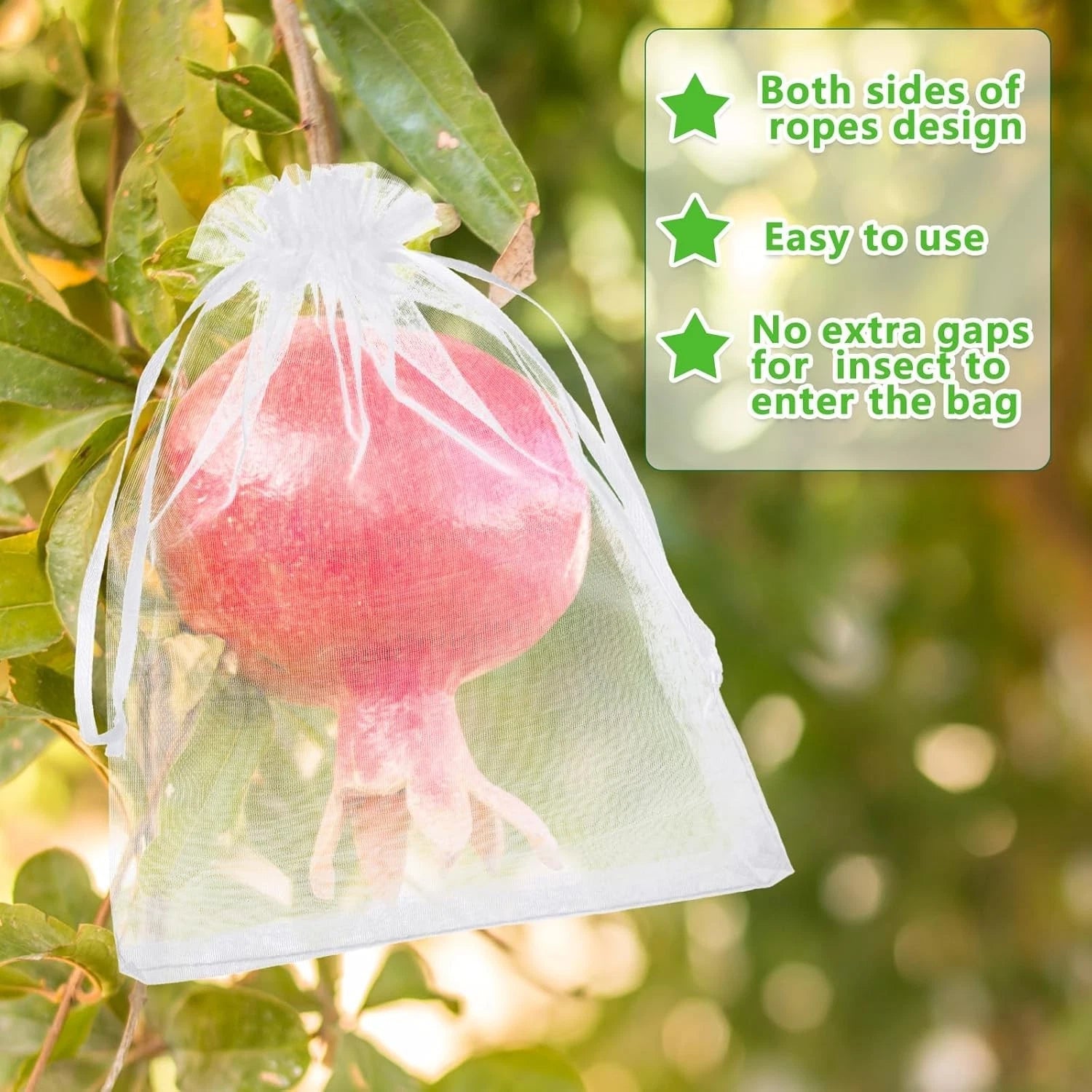 200 Pcs Fruit Protection Bags with Drawstring - White, 6 x 8 Inch 07FC0E-D4 - KOEEK