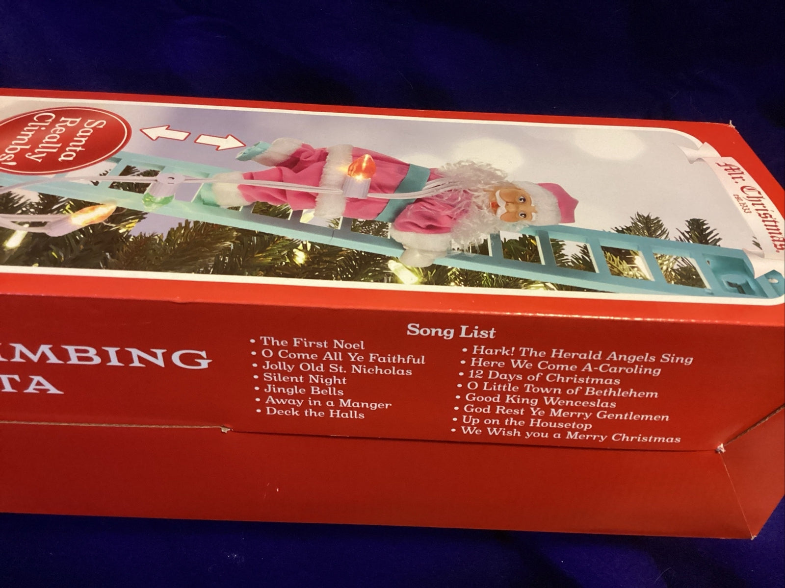 ! Mr. Christmas Super Climbing Animated Santa 40" ladder Lights Motion Music 07FC0E-D4 - KOEEK